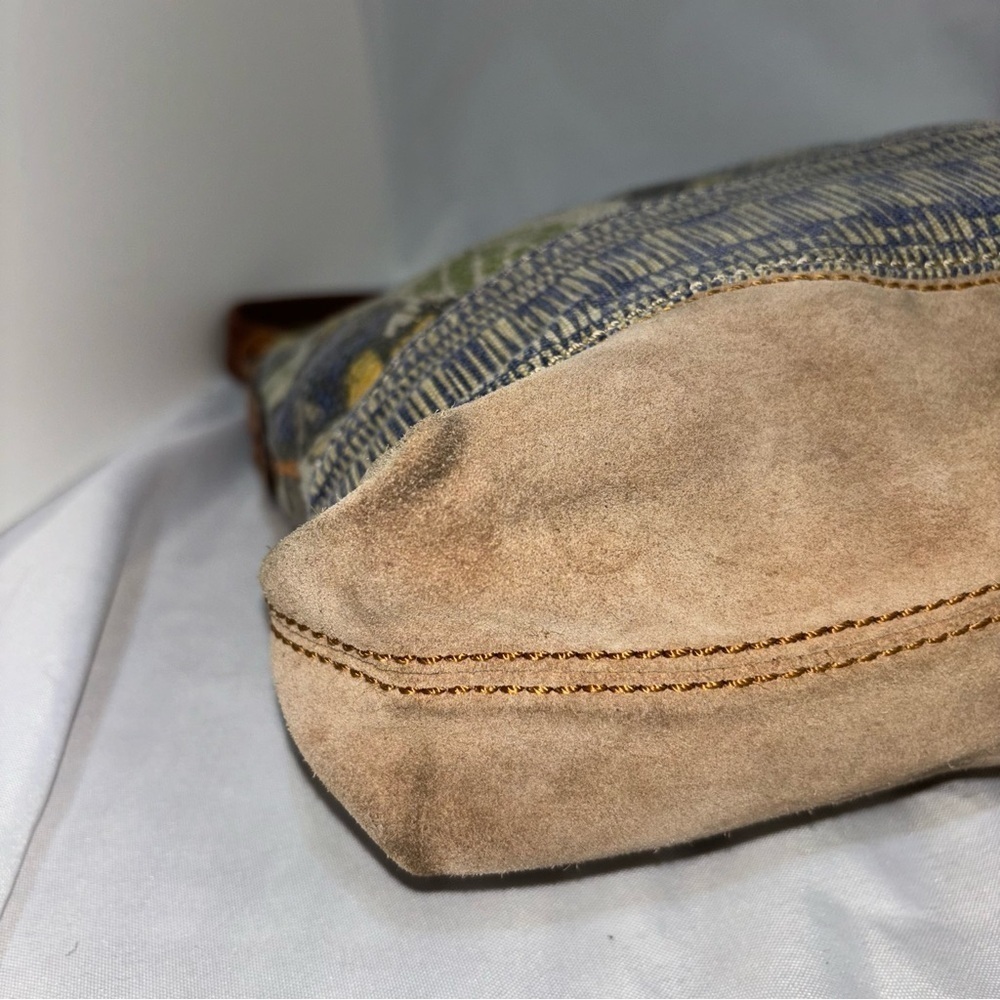 FOSSIL Vtg Boho Floral Canvas Suede Leather Crossbody Shoulder Bag - Picture 12 of 14